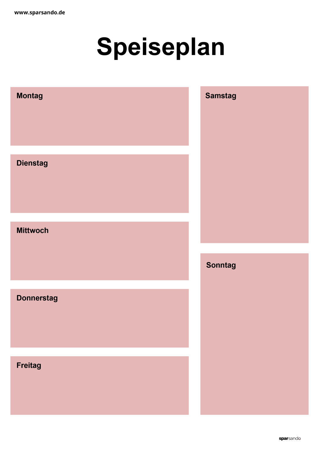 Speiseplan Vorlage 1