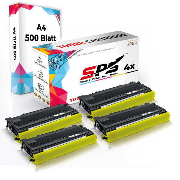 Druckerpapier A4 + 4x Multipack Set Kompatibel für Lenovo LJ 2050 N (TN-2000) Toner Schwarz