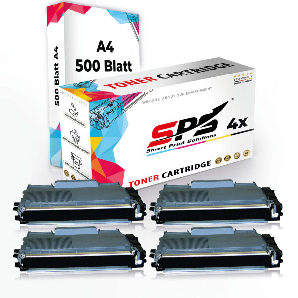 Druckerpapier A4 + 4x Multipack Set Kompatibel für Brother DCP-7030 (TN-2120) Toner Schwarz