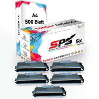 Druckerpapier A4 + 5x Multipack Set Kompatibel f&uuml;r Brother DCP-7032 (TN-2120) Toner Schwarz