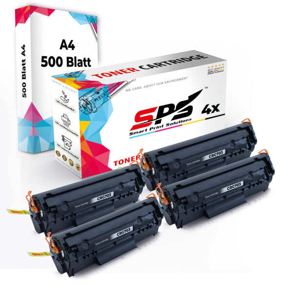 Druckerpapier A4 + 4x Multipack Set Kompatibel für Canon I-Sensys LBP-2900 (7616A005/703) Toner-Kartusche Schwarz 2XL 3000 Seiten