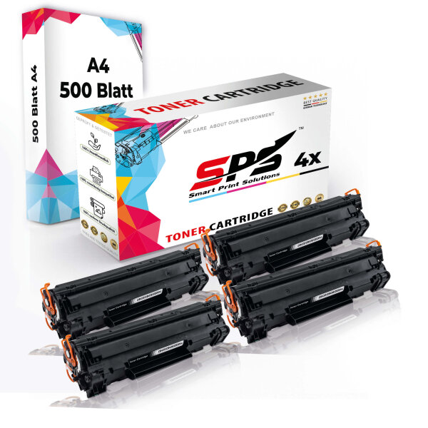 Druckerpapier A4 + 4x Multipack Set Kompatibel für HP Laserjet M 1120 (CB436A/36A) Toner-Kartusche Schwarz 2XL 3000 Seiten