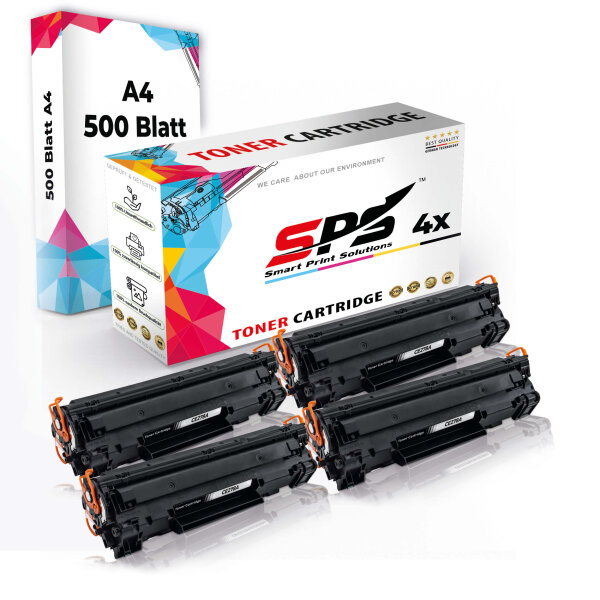 Druckerpapier A4 + 4x Multipack Set Kompatibel für HP Laserjet P 1566 (CE278A/78A) Toner-Kartusche Schwarz 2XL 3000 Seiten