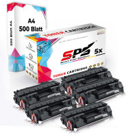 Druckerpapier A4 + 5x Multipack Set Kompatibel für HP LaserJet P 2056 X (CE505A/05A) Toner-Kartusche Schwarz XL 3500 Seiten