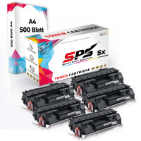 Druckerpapier A4 + 5x Multipack Set Kompatibel f&uuml;r HP Laserjet Pro 400 M 401 (CF280A/80A) Toner-Kartusche Schwarz XL 4600 Seiten