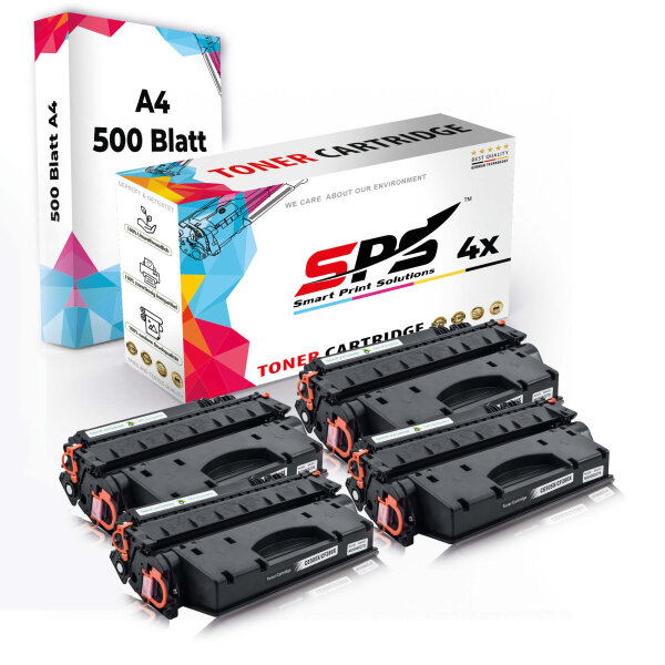 Druckerpapier A4 + 4x Multipack Set Kompatibel für HP Laserjet Pro 400 MFP M 425 (CF280X/80X) Toner-Kartusche Schwarz XL 13000 Seiten