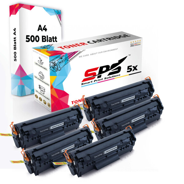 Druckerpapier A4 + 5x Multipack Set Kompatibel für HP Laserjet 3052 (Q2612A/12A) Toner-Kartusche Schwarz XL 3000 Seiten