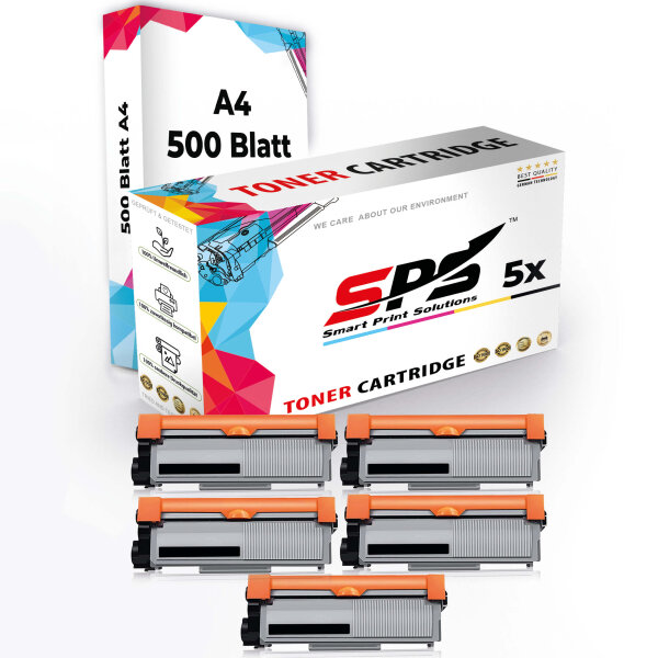 Druckerpapier A4 + 5x Multipack Set Kompatibel für Brother DCP-L 2540 DN (TN-2320) Toner-Kit Schwarz 2XL 10400 Seiten