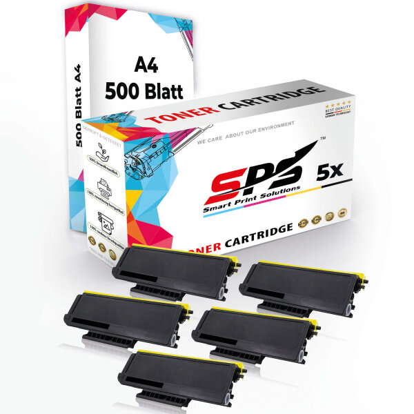 Druckerpapier A4 + 5x Multipack Set Kompatibel für Brother HL-5370 DW (TN-3280) Toner-Kit Schwarz XL 10000 Seiten