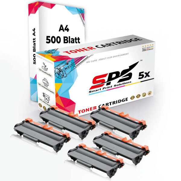Druckerpapier A4 + 5x Multipack Set Kompatibel für Brother DCP-8100 Series (TN-3380) Toner-Kartusche Schwarz XL 8000 Seiten
