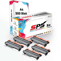 Druckerpapier A4 + 5x Multipack Set Kompatibel f&uuml;r Brother HL-5450 DNT (TN-3380) Toner-Kartusche Schwarz XL 8000 Seiten
