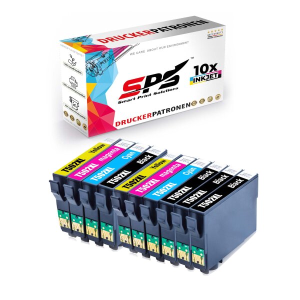 10er Multipack Set kompatibel für Epson Workforce WF-2860TD Druckerpatronen 502XL
