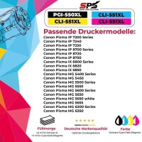 10er Multipack Set kompatibel f&uuml;r Canon Pixma MG7550 Druckerpatronen PGI-550 CLI-551 XL