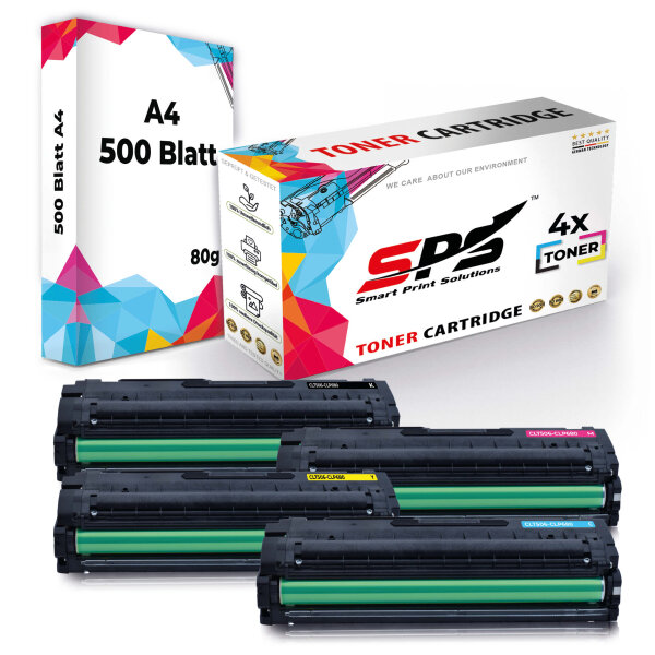 Druckerpapier A4 + 4x Multipack Set Kompatibel für Samsung CLX 6260  (CLT-C506L, CLT-M506L, CLT-Y506L, CLT-K506L) Toner