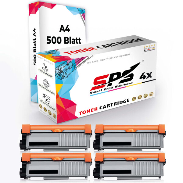 Druckerpapier A4 + 4x Multipack Set Kompatibel für Brother MFC-L 2701 DW (TN-2320) Toner-Kit Schwarz