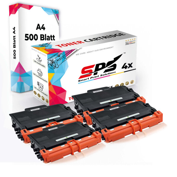 Druckerpapier A4 + 4x Multipack Set Kompatibel für Brother MFC-L 5800 DW (TN-3430) Toner-Kit Schwarz