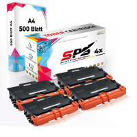 Druckerpapier A4 + 4x Multipack Set Kompatibel für Brother HL-L 5050 DN (TN-3430) Toner-Kit Schwarz