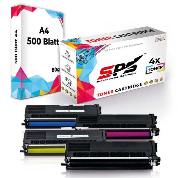 Druckerpapier A4 + 4x Multipack Set Kompatibel für Brother DCP-L 8410 CDW (TN-423C, TN-423M, TN-423Y, TN-423BK) Toner
