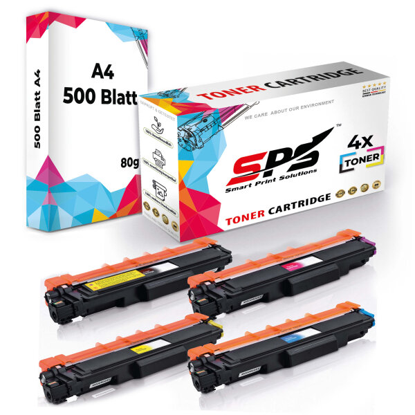 Druckerpapier A4 + 4x Multipack Set Kompatibel für Brother DCP-L 3510  (TN-243C, TN-243M, TN-243Y, TN-243BK) Toner