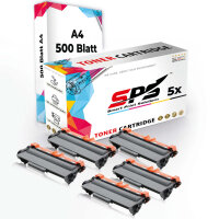 Druckerpapier A4 + 5x Multipack Set Kompatibel für Brother HL 5450 (TN-3380) Toner-Kartusche Schwarz