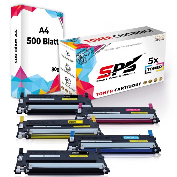 Druckerpapier A4 + 5x Multipack Set Kompatibel für Samsung CLP 315 CLX  (CLT-C409S, CLT-M409S, CLT-Y409S, CLT-K409S) Toner