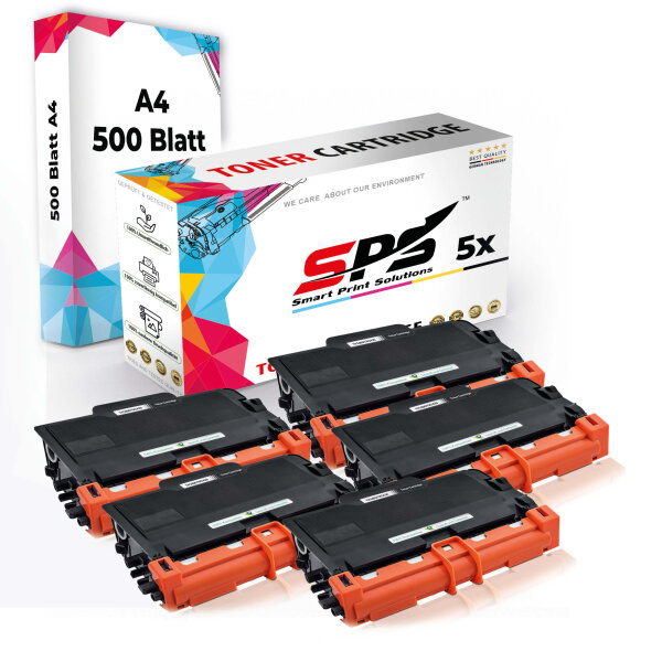 Druckerpapier A4 + 5x Multipack Set Kompatibel für Brother DCP-L 5500 (TN-3430) Toner-Kit Schwarz