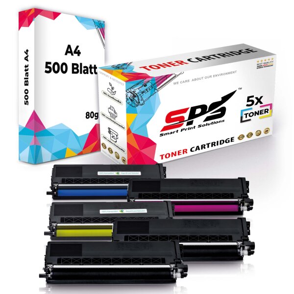 Druckerpapier A4 + 5x Multipack Set Kompatibel für Brother DCP-L 8410  (TN-423C, TN-423M, TN-423Y, TN-423BK) Toner