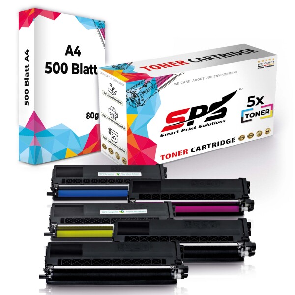 Druckerpapier A4 + 5x Multipack Set Kompatibel für Brother MFC-L 8690  (TN-423C, TN-423M, TN-423Y, TN-423BK) Toner