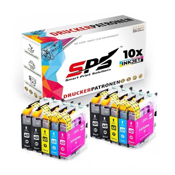 10x Multipack Set Kompatibel für Brother DCP-J 1140 Druckerpatronen (LC-421BK, LC-421C, LC-421M, LC-421Y)