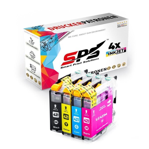 4x Multipack Set Kompatibel für Brother DCP-J 1140 Druckerpatronen (LC-421XLBK, LC-421XLC, LC-421XLM, LC-421XLY)