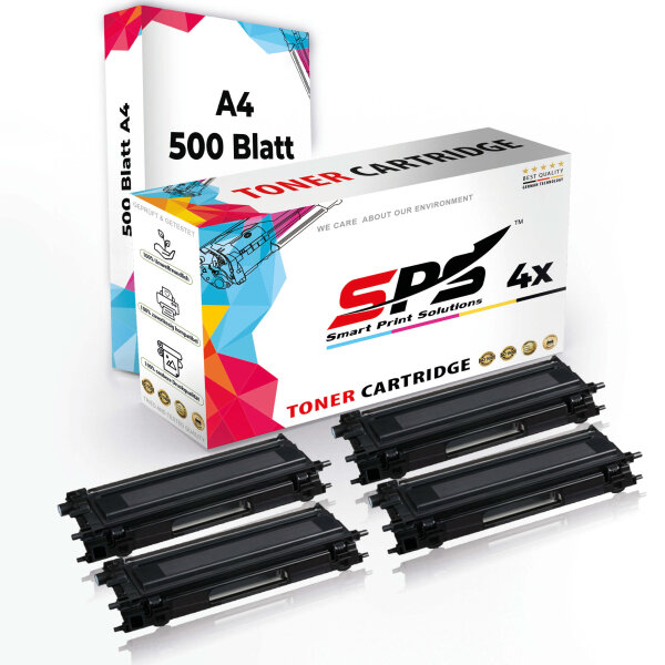 Druckerpapier A4 + 4x Multipack Set Kompatibel für Brother HL 4050 CN Toner (TN-130BK, TN-130C, TN-130M, TN-130Y)