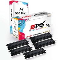 Druckerpapier A4 + 5x Multipack Set Kompatibel f&uuml;r Brother HL 4050 CN Toner (TN-130BK, TN-130C, TN-130M, TN-130Y)