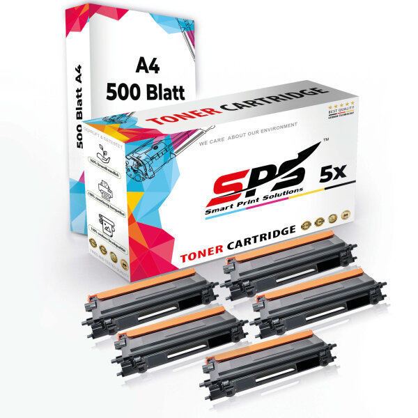 Druckerpapier A4 + 5x Multipack Set Kompatibel für Brother HL 4040 Toner (TN-135BK, TN-135C, TN-135M, TN-135Y)