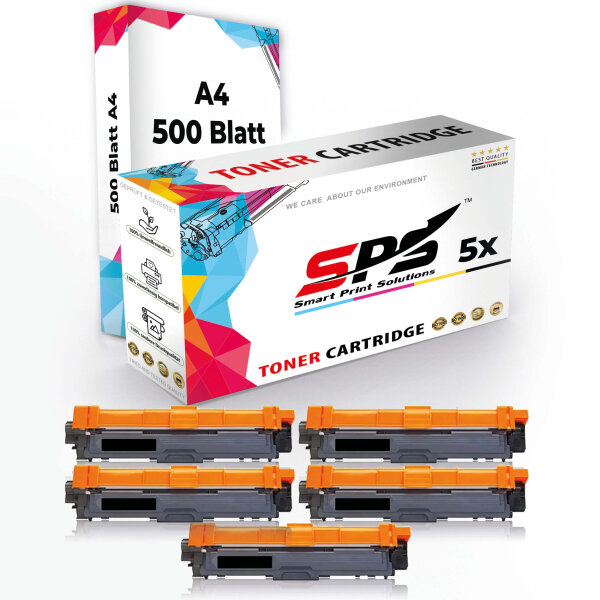 Druckerpapier A4 + 5x Multipack Set Kompatibel für Brother DCP-9022 CDW Toner (TN-242BK, TN-242C, TN-242M, TN-242Y)