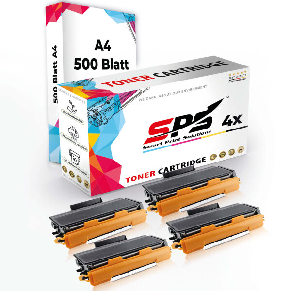 Druckerpapier A4 + 4x Multipack Set Kompatibel für Brother DCP-9055 Toner (TN-320BK, TN-320C, TN-320M, TN-320Y)