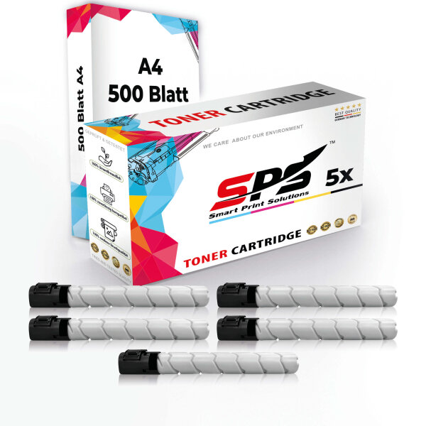 Druckerpapier A4 + 5x Multipack Set Kompatibel für Brother DCP-L 8450 Toner (TN-321K, TN-321C, TN-321M, TN-321Y)