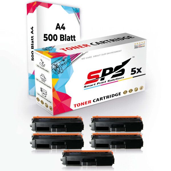 Druckerpapier A4 + 5x Multipack Set Kompatibel für Brother HL-L 8350 CDN Toner (TN-326BK, TN-326C, TN-326M, TN-326Y)