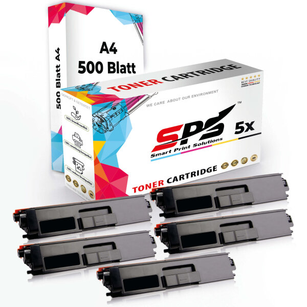 Druckerpapier A4 + 5x Multipack Set Kompatibel für Brother DCP-L 8410 Toner (TN-421BK, TN-421C, TN-421M, TN-421Y)