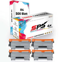 Druckerpapier A4  +  4x Multipack Set Kompatibel f&uuml;r Brother FAX 2840 C  Toner (TN-2210)