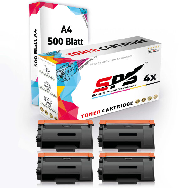 Multipack Set 4x Toner TN-3512 + Druckerpapier A4 kompatibel für Brother HL-L6250DN Schwarz