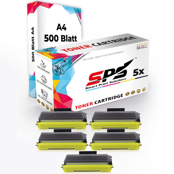 Druckerpapier A4 + 5x Multipack Set Kompatibel für Brother DCP-8020 Toner (TN-7600)