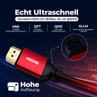 HDMI Kabel 10m Ultra HD 4K 60Hz HDMI 2.0 18 Gbit/s High Speed kabel für 4k TVs, Playstation, XBOX, Computer, Beamer mit HDMI Ausgang