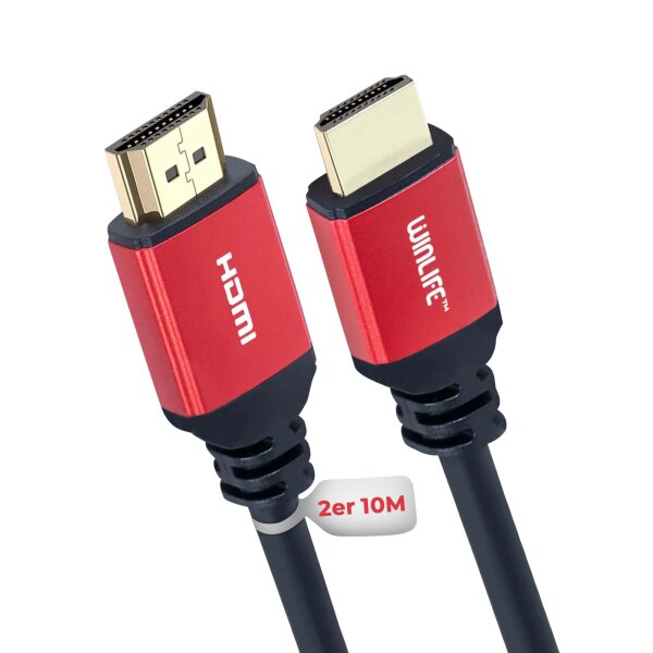 2x HDMI Kabel 10m Set 4K Ultra HD High Speed kabel 18 Gbit/s