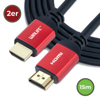2x HDMI Kabel 15m Set 4K Ultra HD High Speed kabel 18 Gbit/s