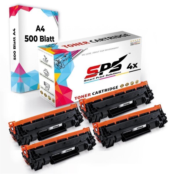 Druckerpapier A4 + 4x Multipack Set Kompatibel für HP LaserJet Pro M 17 a (CF244X/44X) Toner Schwarz