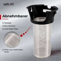 WINLIFE Glaswasserkocher Edelstahl 1,8 Liter Temperatureinstellung Temperaturwahl 60, 70, 80, 90, 100°C Farbwechsel LED| Teekessel Glaswasserkocher mit Warmhaltefunktion