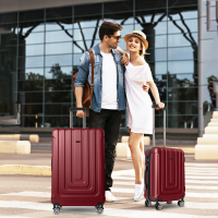 Reisekoffer L Bordeaux, Koffer mit 4 laufruhigen Rollen (360° Doppelspinnerräder) , ABS Trolley, TSA Zahlenschloss, Teleskopgriff