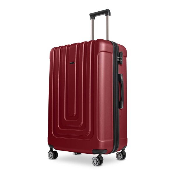 Reisekoffer XL Bordeaux, Koffer mit 4 laufruhigen Rollen (360° Doppelspinnerräder) , ABS Trolley, TSA Zahlenschloss, Teleskopgriff