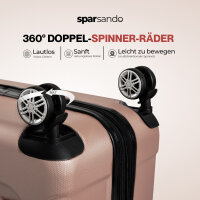 Reisekoffer L RoseGold, Koffer mit 4 laufruhigen Rollen (360° Doppelspinnerräder) , ABS Trolley, TSA Zahlenschloss, Teleskopgriff