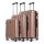 Reisekofferset 3-teilig (M+L+XL) RoseGold, Koffer mit 4 laufruhigen Rollen (360° Doppelspinnerräder) , ABS Trolley, TSA Zahlenschloss, Teleskopgriff